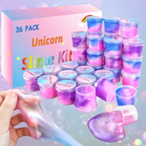 HOOLYUK Unicorn Slime Kit 36 Pack | Non-Sticky & Stretchy Galaxy Slime for Kids thumbnail 6