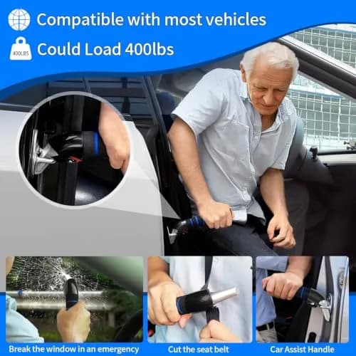 KOUNATSURI Blue Car Door Assist Handle | Supports 181 kg (400 lbs) for Easier Entry thumbnail 4