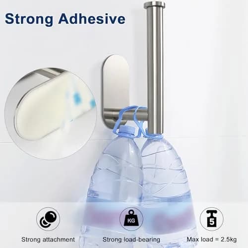 NearMoon Self-Adhesive Toilet Paper Holder 2 Pack | Rustproof SUS304 Stainless Steel, Brushed Nickel thumbnail 5