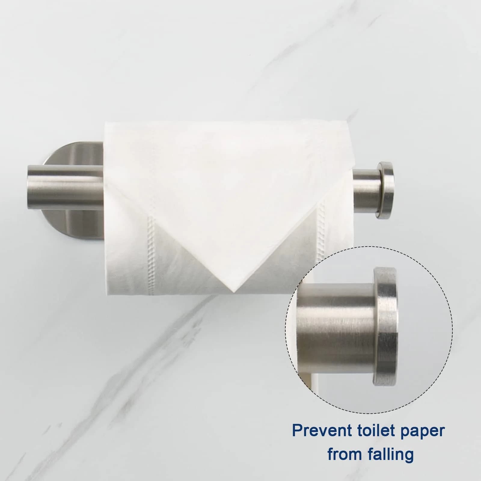 NearMoon Self-Adhesive Toilet Paper Holder 2 Pack | Rustproof SUS304 Stainless Steel, Brushed Nickel - view 3