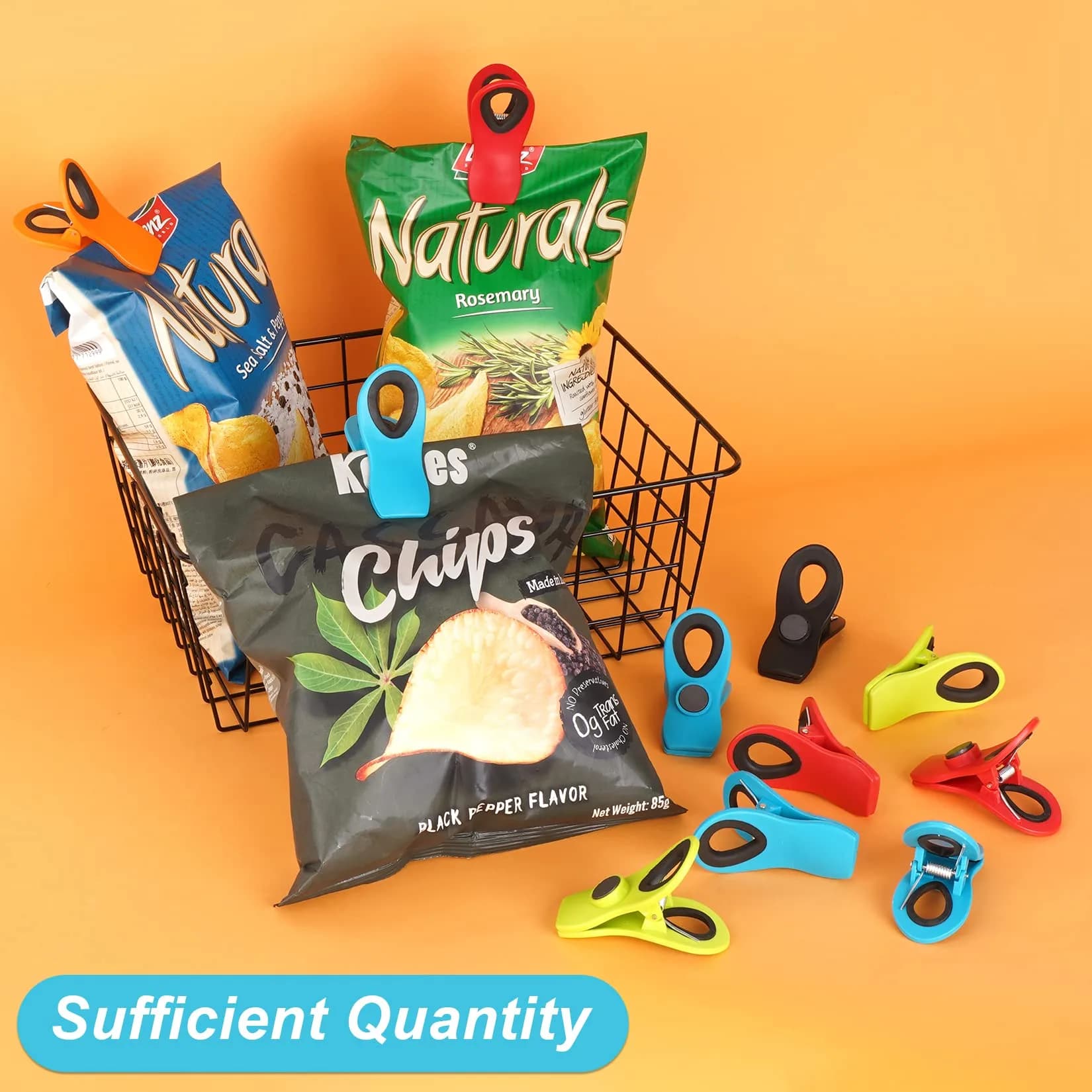 Jetmore 12 Pack Chip Clips Bag Clips, Magnetic Bag Clip for Food Storage Heavy Duty, Plastic Food Clip for Chips, Snack, Kitchen, Refrigerator - view 3