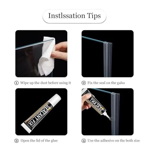 Dalrun Flexible Shower Door Side Seal Strip 100 Inch for 3/8" Frameless Glass | Long-lasting Silicone Seal thumbnail 6