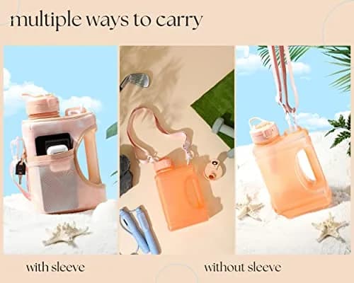 H2O Capsule Half Gallon Cube Square Water Bottle 2.2L | Space-Saving Reusable Sports Jug with Storage Sleeve thumbnail 7