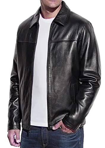 Storemm Men's Genuine Lambskin Leather Jacket | Classic Biker Style, Size L thumbnail 1