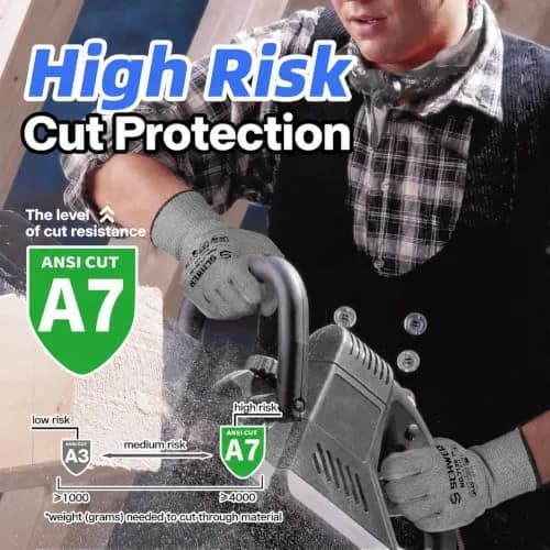 Schwer Cut Resistant Work Gloves A7, 3 Pairs, Large | ANSI A7 Certified for Heavy Duty Protection thumbnail 2