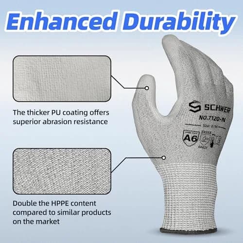 Schwer AR7120 Cut Resistant Work Gloves XL | ANSI A7 Cut Level, 3 Pairs thumbnail 4