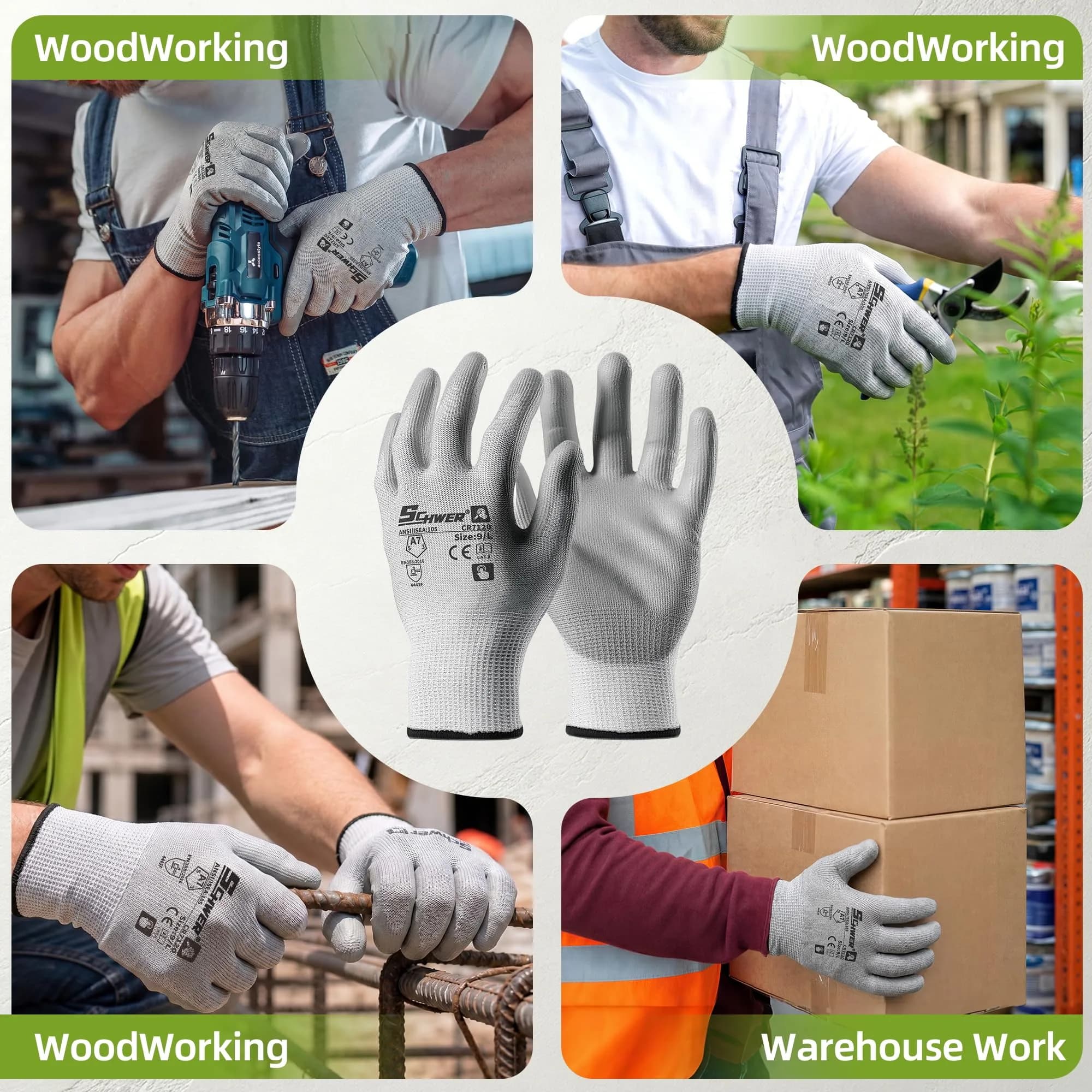 Schwer AR7120 Cut Resistant Work Gloves XL | ANSI A7 Cut Level, 3 Pairs - view 7