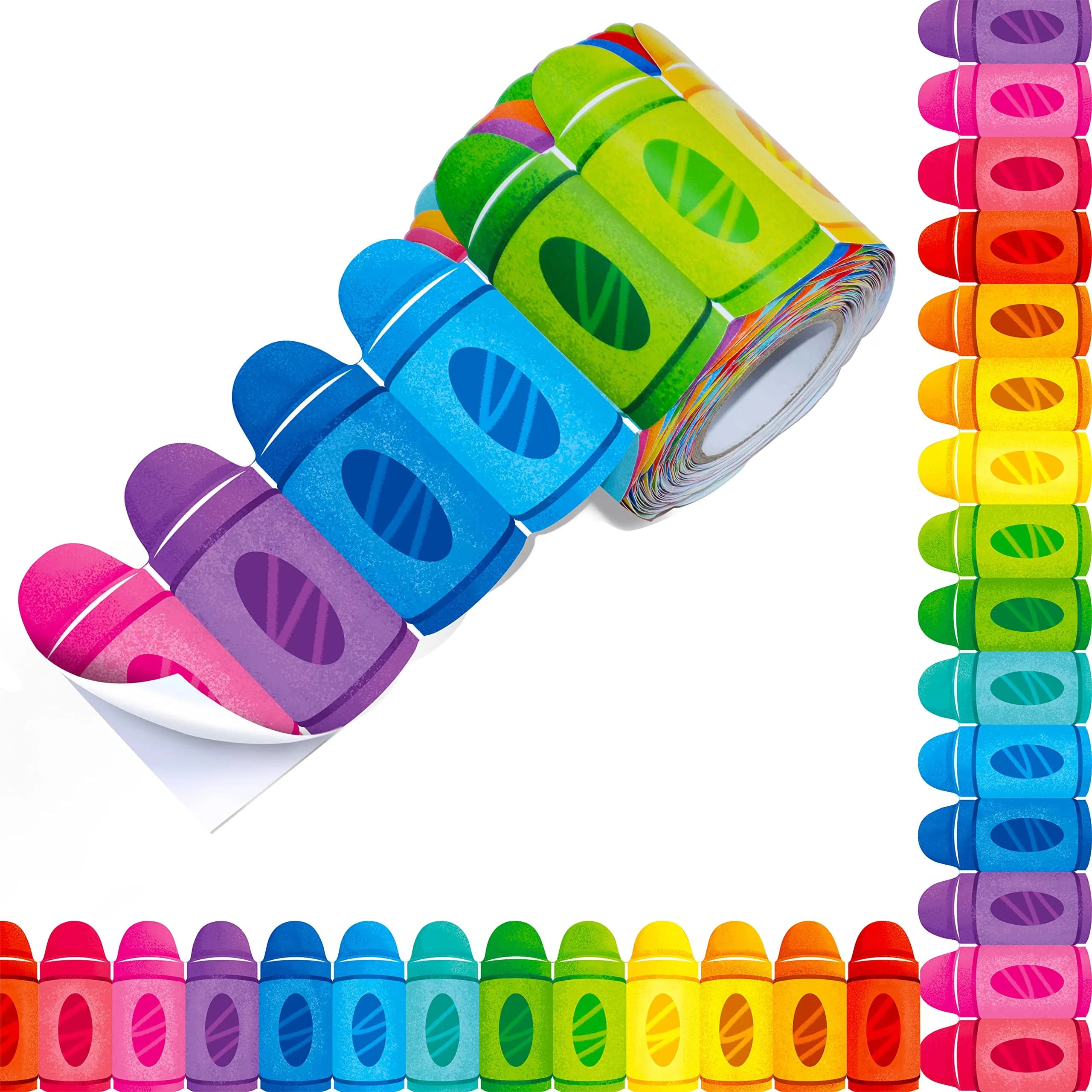 ERKE 60 Feet Crayon Bulletin Board Borders | 18.3m (60 ft) Classroom Trim — Crayon / Self adhesive