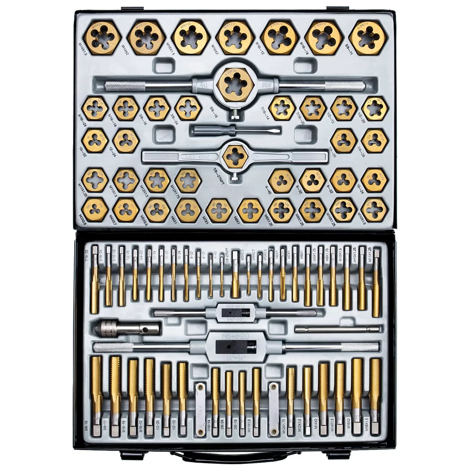 EFFICERE 86-Piece Master Tap and Hex Die Set | 3mm-16mm (M3-M16) & #4-5/8" SAE - view 2