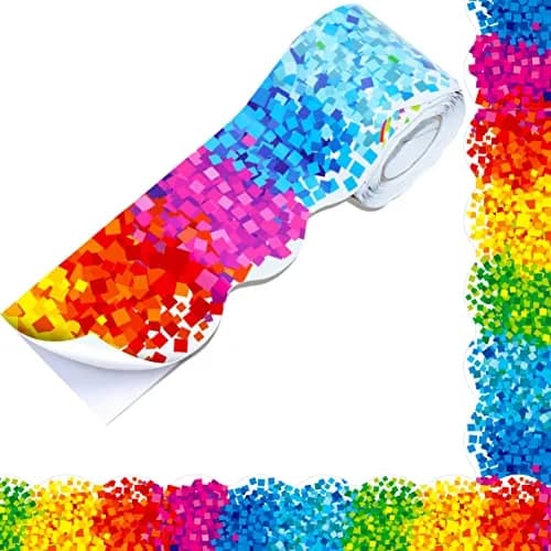 ERKE 60 Feet Bulletin Board Borders | Self Adhesive Confetti Scalloped Rolled Border for Classroom & Office thumbnail 1
