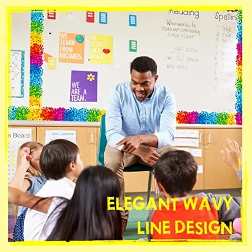 ERKE 60 Feet Bulletin Board Borders | Self Adhesive Confetti Scalloped Rolled Border for Classroom & Office thumbnail 4