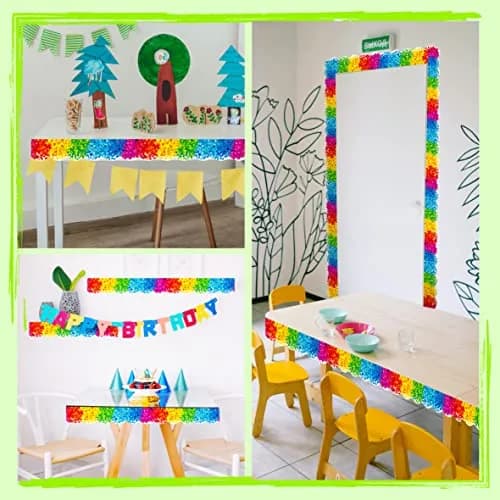 ERKE 60 Feet Bulletin Board Borders | Self Adhesive Confetti Scalloped Rolled Border for Classroom & Office thumbnail 7