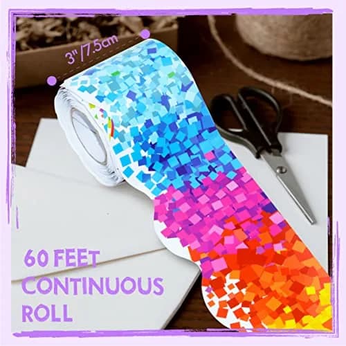 ERKE 60 Feet Bulletin Board Borders | Self Adhesive Confetti Scalloped Rolled Border for Classroom & Office thumbnail 2