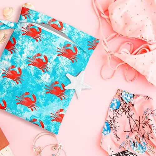zcyxuuw Wet Dry Bag with Zipper Handle for Swimsuit, Travel, Beach, Pool, Diapers, Gym Clothes, Makeup Bag, Waterproof Reusable Ocean Decor Starfish Pattern (26 x 32 CM) thumbnail 5