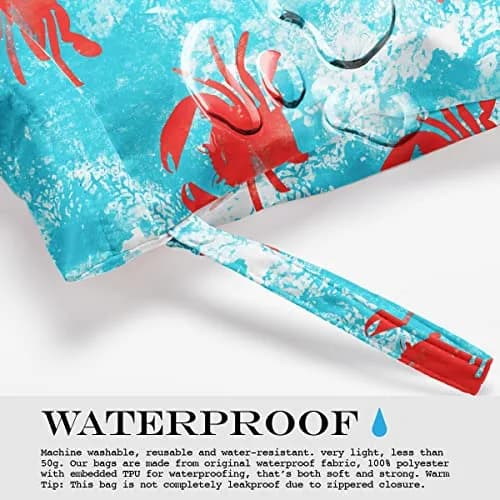 zcyxuuw Wet Dry Bag with Zipper Handle for Swimsuit, Travel, Beach, Pool, Diapers, Gym Clothes, Makeup Bag, Waterproof Reusable Ocean Decor Starfish Pattern (26 x 32 CM) thumbnail 6