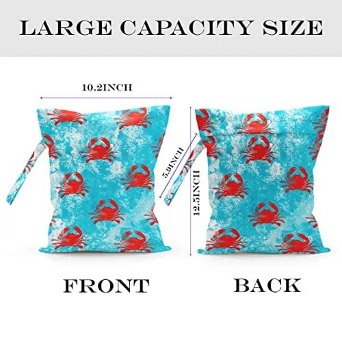 zcyxuuw Wet Dry Bag with Zipper Handle for Swimsuit, Travel, Beach, Pool, Diapers, Gym Clothes, Makeup Bag, Waterproof Reusable Ocean Decor Starfish Pattern (26 x 32 CM) thumbnail 2