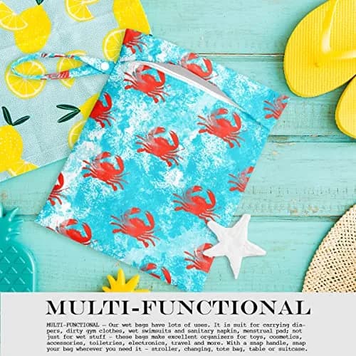 zcyxuuw Wet Dry Bag with Zipper Handle for Swimsuit, Travel, Beach, Pool, Diapers, Gym Clothes, Makeup Bag, Waterproof Reusable Ocean Decor Starfish Pattern (26 x 32 CM) thumbnail 4