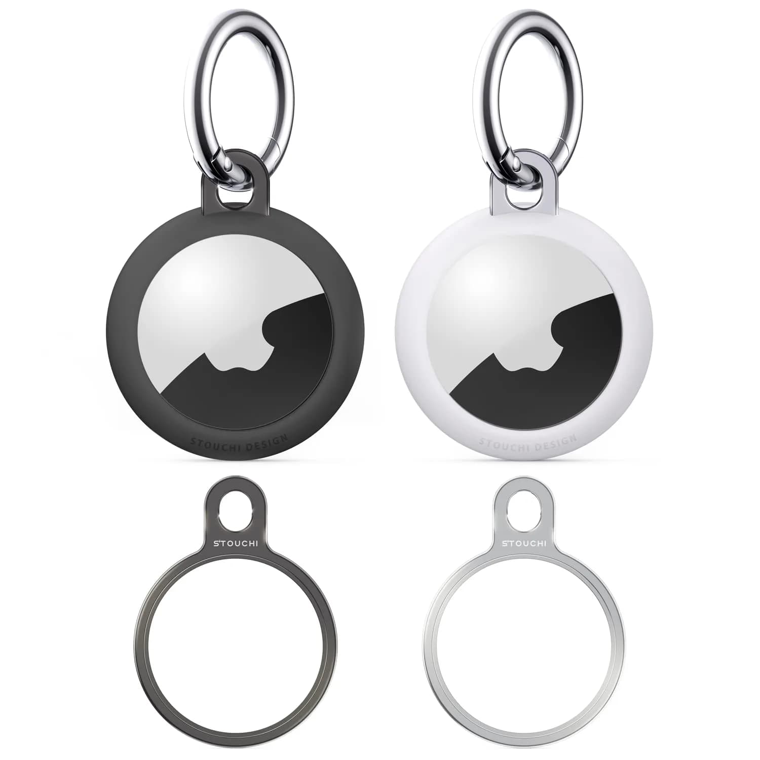 Stouchi Airtag Holder Keychain with TPU Case & Stainless Steel Ring 2-Pack | Rust Resistant - main product image