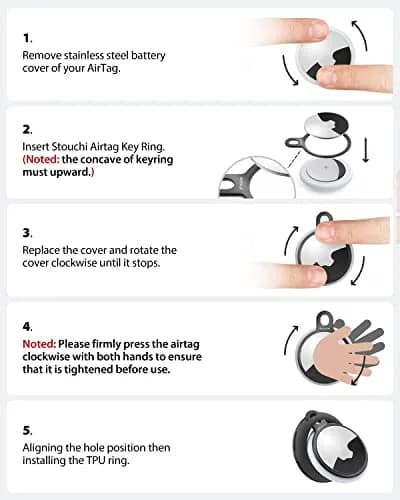 Stouchi Airtag Holder Keychain with TPU Case & Stainless Steel Ring 2-Pack | Rust Resistant thumbnail 5