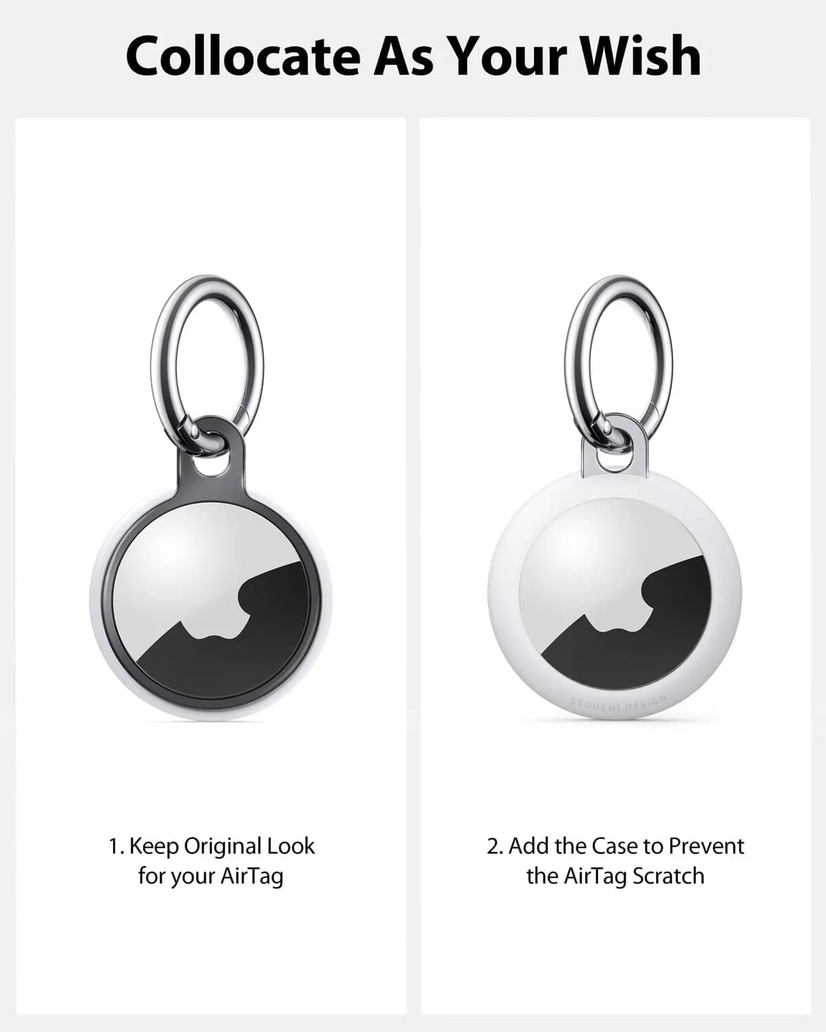Stouchi Airtag Holder Keychain with TPU Case & Stainless Steel Ring 2-Pack | Rust Resistant - view 2