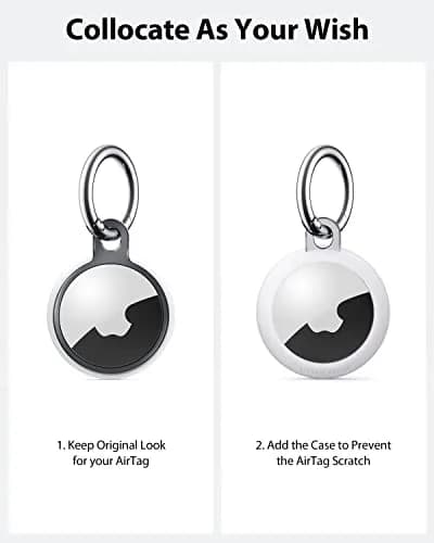 Stouchi Airtag Holder Keychain with TPU Case & Stainless Steel Ring 2-Pack | Rust Resistant thumbnail 2