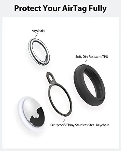 Stouchi Airtag Holder Keychain with TPU Case & Stainless Steel Ring 2-Pack | Rust Resistant thumbnail 3