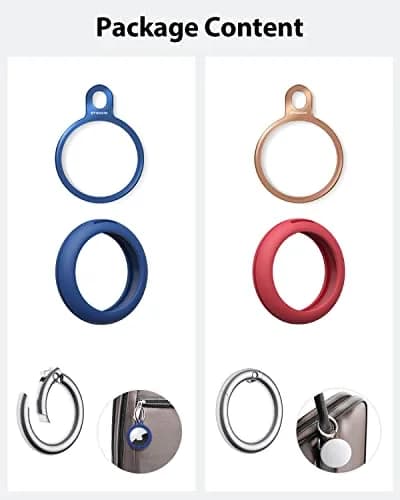 Stouchi Air Tag Key Ring Holder with TPU Case & Keychain - Blue/Red (2-Pack) thumbnail 4