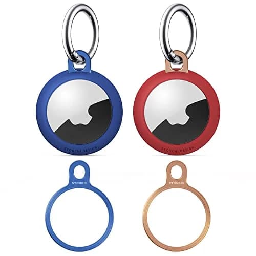 Stouchi Air Tag Key Ring Holder with TPU Case & Keychain - Blue/Red (2-Pack) thumbnail 1