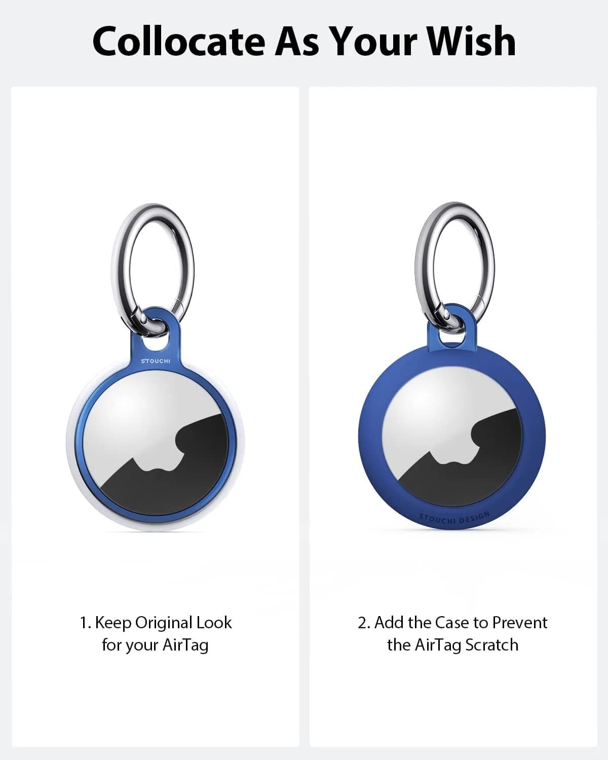 Stouchi Air Tag Key Ring Holder with TPU Case & Keychain - Blue/Red (2-Pack) - view 2