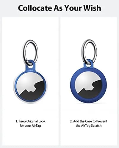 Stouchi Air Tag Key Ring Holder with TPU Case & Keychain - Blue/Red (2-Pack) thumbnail 2