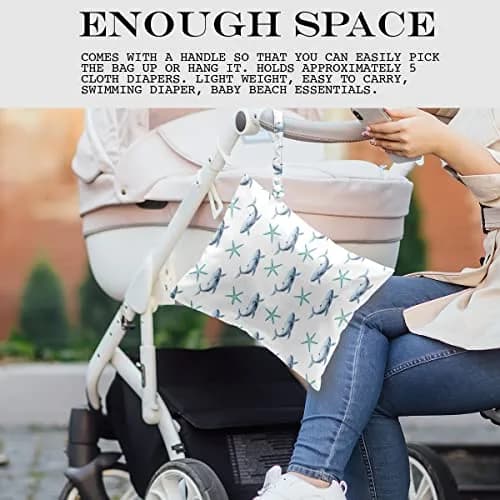 zcyxuuw Wet Dry Bag with Zipper Handle, 26 x 32 CM Waterproof Pouch for Swimsuit, Diapers, Gym Clothes, Makeup, Travel | Ocean Decor Starfish thumbnail 3