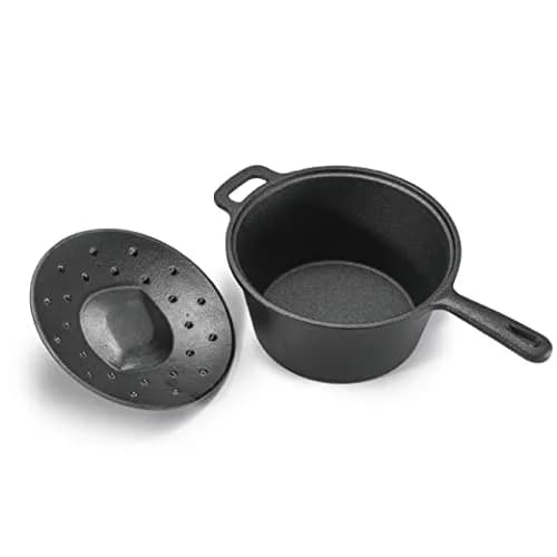 Commercial CHEF 2-Qt. Cast Iron Saucepan with Lid | Pre-Seasoned, Oven & Induction Safe thumbnail 1