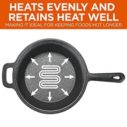 Commercial CHEF 2-Qt. Cast Iron Saucepan with Lid | Pre-Seasoned, Oven & Induction Safe thumbnail 6
