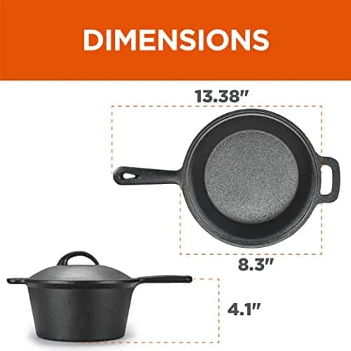 Commercial CHEF 2-Qt. Cast Iron Saucepan with Lid | Pre-Seasoned, Oven & Induction Safe thumbnail 7