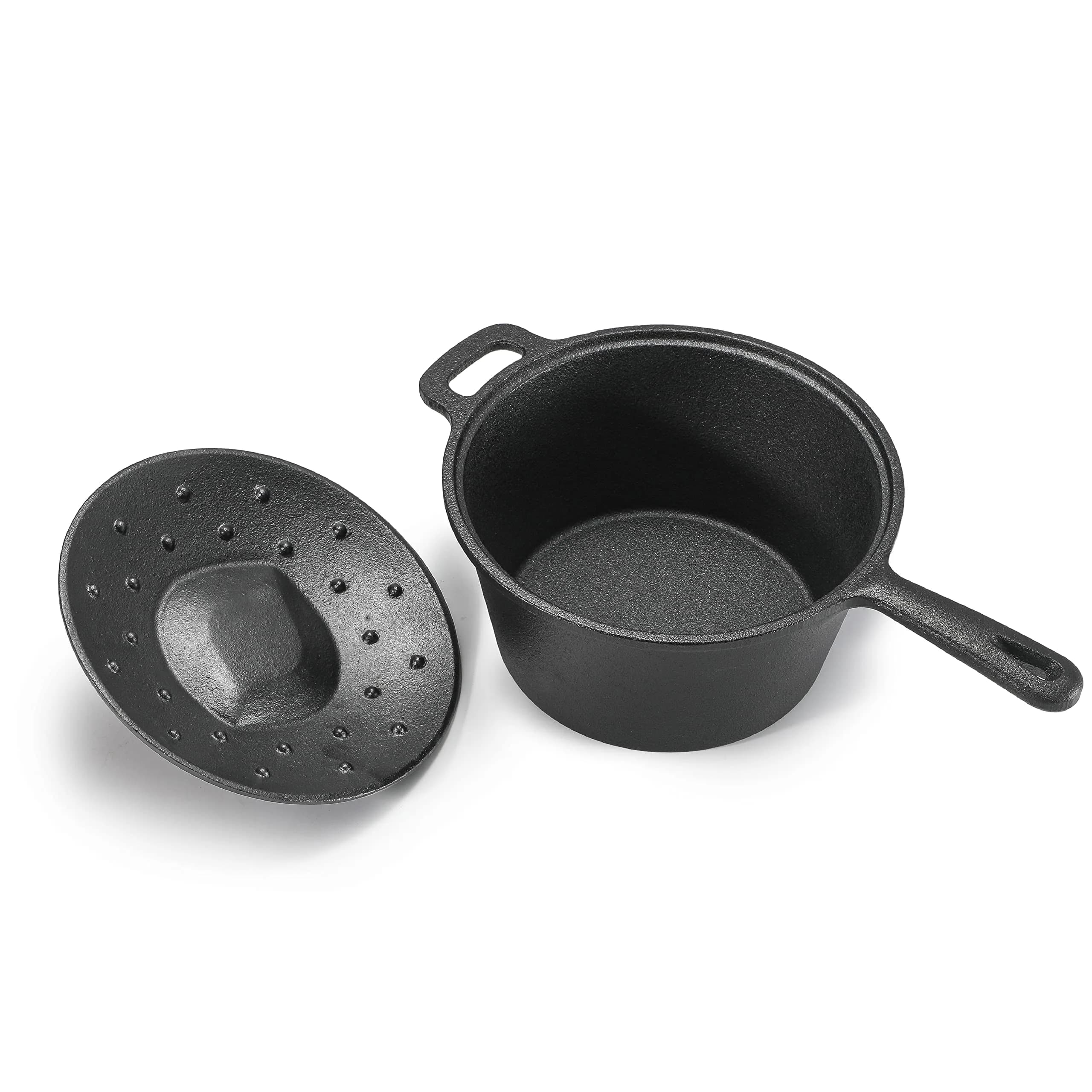 Commercial CHEF 2-Qt. Cast Iron Saucepan with Lid | Pre-Seasoned, Oven & Induction Safe
