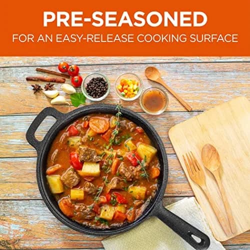 Commercial CHEF 2-Qt. Cast Iron Saucepan with Lid | Pre-Seasoned, Oven & Induction Safe thumbnail 2