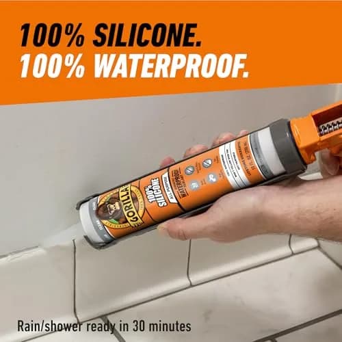 Gorilla 100% Silicone Waterproof Caulk Clear 20 fl oz (591 ml) | Fast Curing Sealant for Showers, Sinks, Windows thumbnail 5