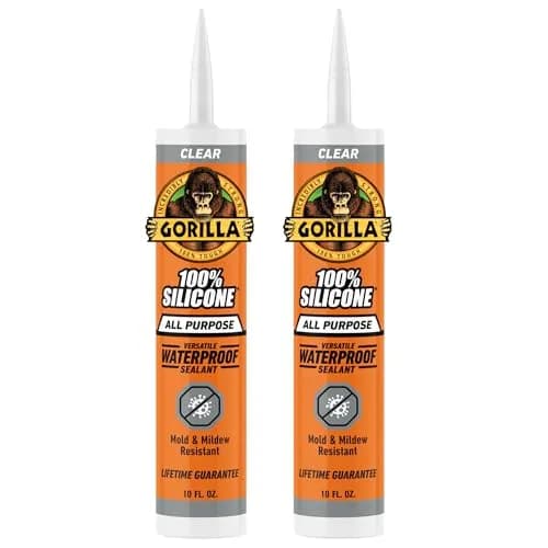 Gorilla 100% Silicone Waterproof Caulk Clear 20 fl oz (591 ml) | Fast Curing Sealant for Showers, Sinks, Windows thumbnail 1