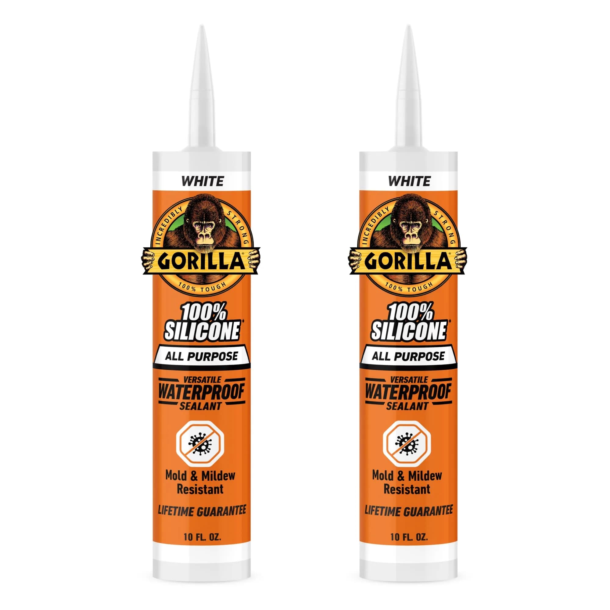 Gorilla 100% Silicone Sealant White 10oz Cartridge (12-Pack) | Waterproof, Mold & Mildew Resistant Sealant — 2 - Pack