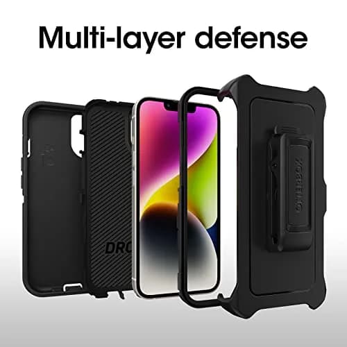 OtterBox Defender Series Case for iPhone 14 & iPhone 13 - Black, Rugged & Durable, with Port Protection & Holster Clip Kickstand (114 g / 0.25 lb) thumbnail 3