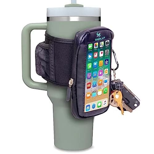SHERLIX Water Bottle Pouch with Touchscreen Pocket & Carabiner - Black, 18-40 oz | Patented Design for Gym & Travel thumbnail 1