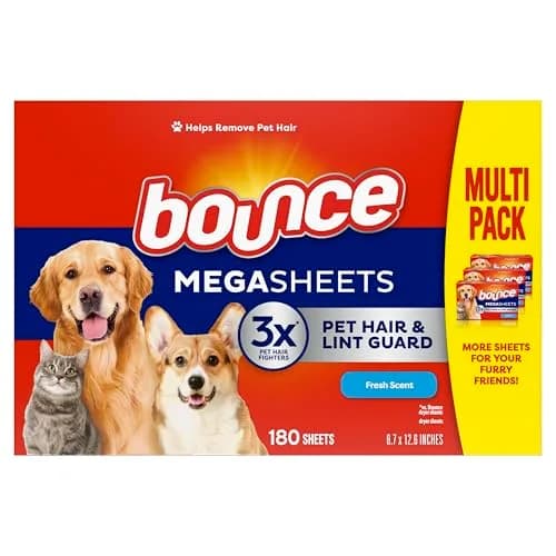 Bounce Pet Hair and Lint Guard Mega Dryer Sheets, 180 Count | Tackles 3X Pet Hair vs. Standard Bounce Sheets thumbnail 7