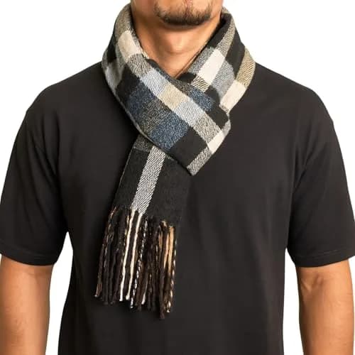Alpine Swiss Mens Plaid Scarf 80in x 12in | Luxuriously Soft Winter Shawl thumbnail 1
