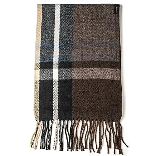 Alpine Swiss Mens Plaid Scarf 80in x 12in | Luxuriously Soft Winter Shawl thumbnail 4