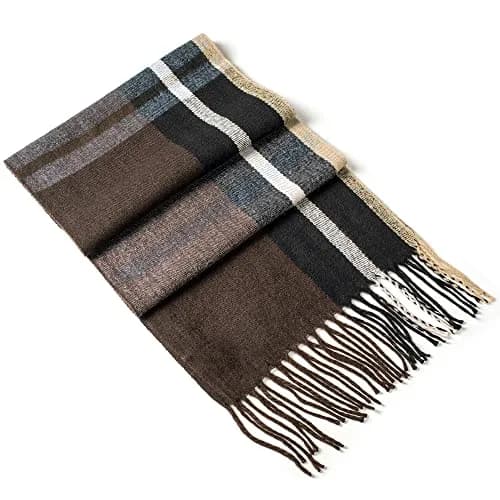 Alpine Swiss Mens Plaid Scarf 80in x 12in | Luxuriously Soft Winter Shawl thumbnail 5