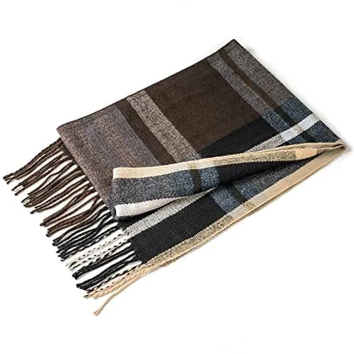 Alpine Swiss Mens Plaid Scarf 80in x 12in | Luxuriously Soft Winter Shawl thumbnail 7