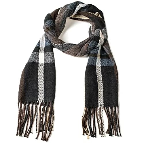 Alpine Swiss Mens Plaid Scarf 80in x 12in | Luxuriously Soft Winter Shawl thumbnail 2