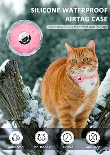 Hoeraonr AirTag Cat Collar with Reflective Strips & Breakaway Safety Buckle, Adjustable Nylon, Pink | Night Visibility & Sound Bell thumbnail 5
