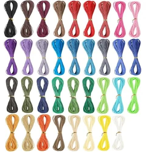 Phinicco 35 Colors 1mm Waxed Polyester Cord Bracelet Cord 700m (2300 ft) | Durable & Waterproof for Jewelry Making thumbnail 1