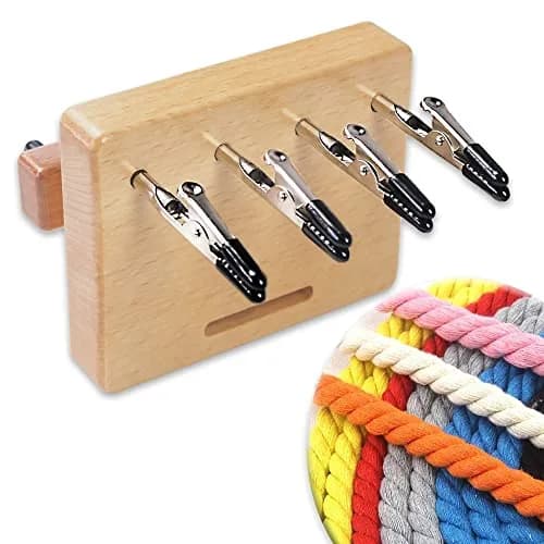DAFENCHI Fringe Twister for Quickly Twisting | 4 Clips Wood Cord Maker Tool, Yarn Fringe Twister for Weaving, Tassel/Rope Making Machine thumbnail 1
